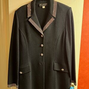 St. John Black Women's Jacket with Embellished Trim